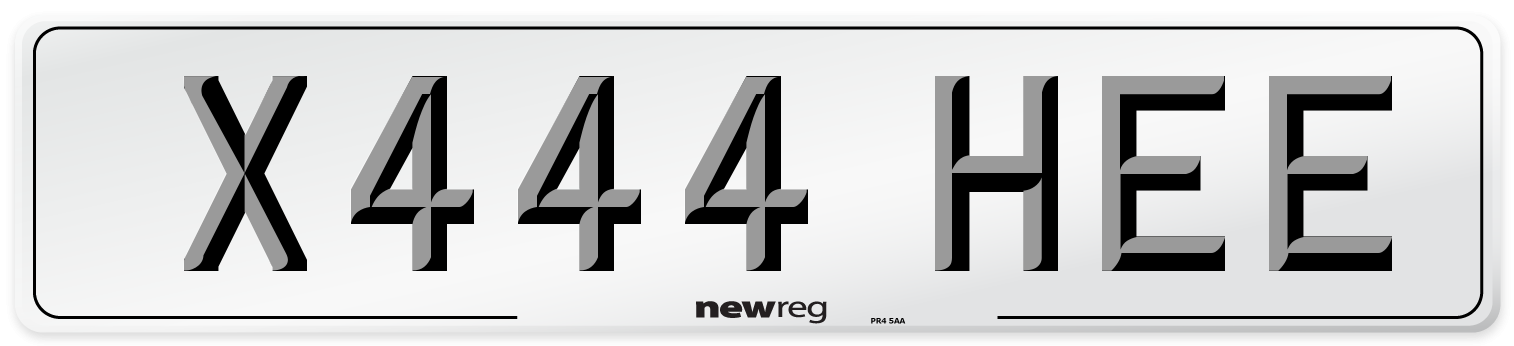 X444 HEE Number Plate from New Reg